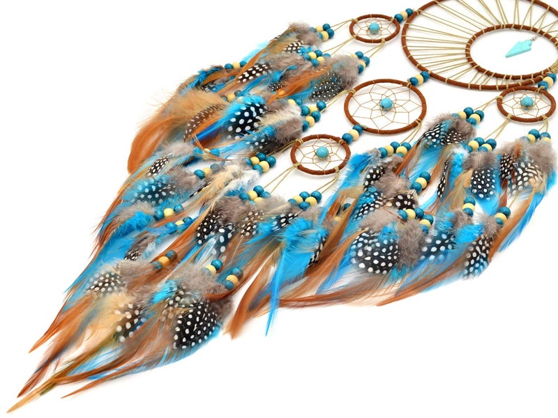 Urdeoms Large Dream Catchers for Girls Room Decor Boho Moon Dream Catcher Wall Decor Turquoise Hanging Ornament for Living Room Dorm Decor Hippie Gifts (NO.34) - Image 5